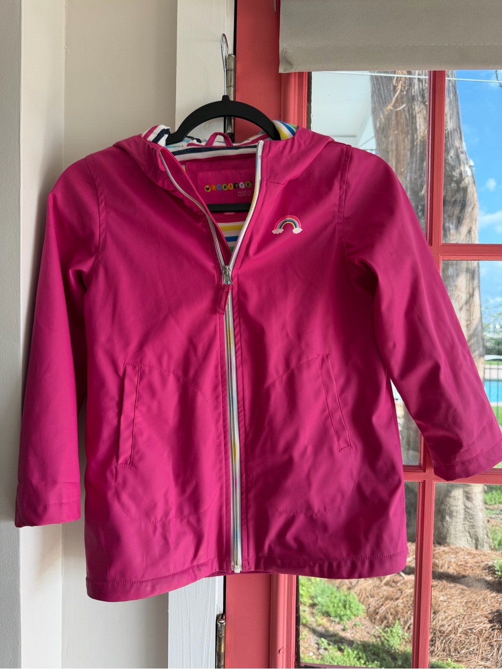 Wippette Pink Rainbow-Trim Kids Raincoat